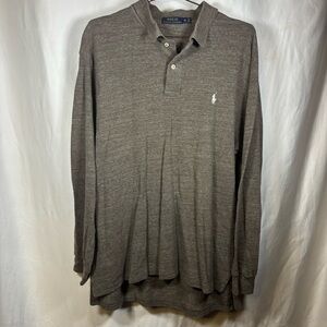 Polo Ralph Lauren Men’s Long Sleeve Brown Polo Shirt Size XL Pony Logo Collared